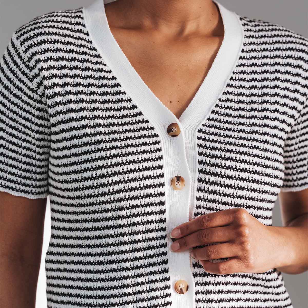 The Beach House Cardigan Black Stripe - Image 3