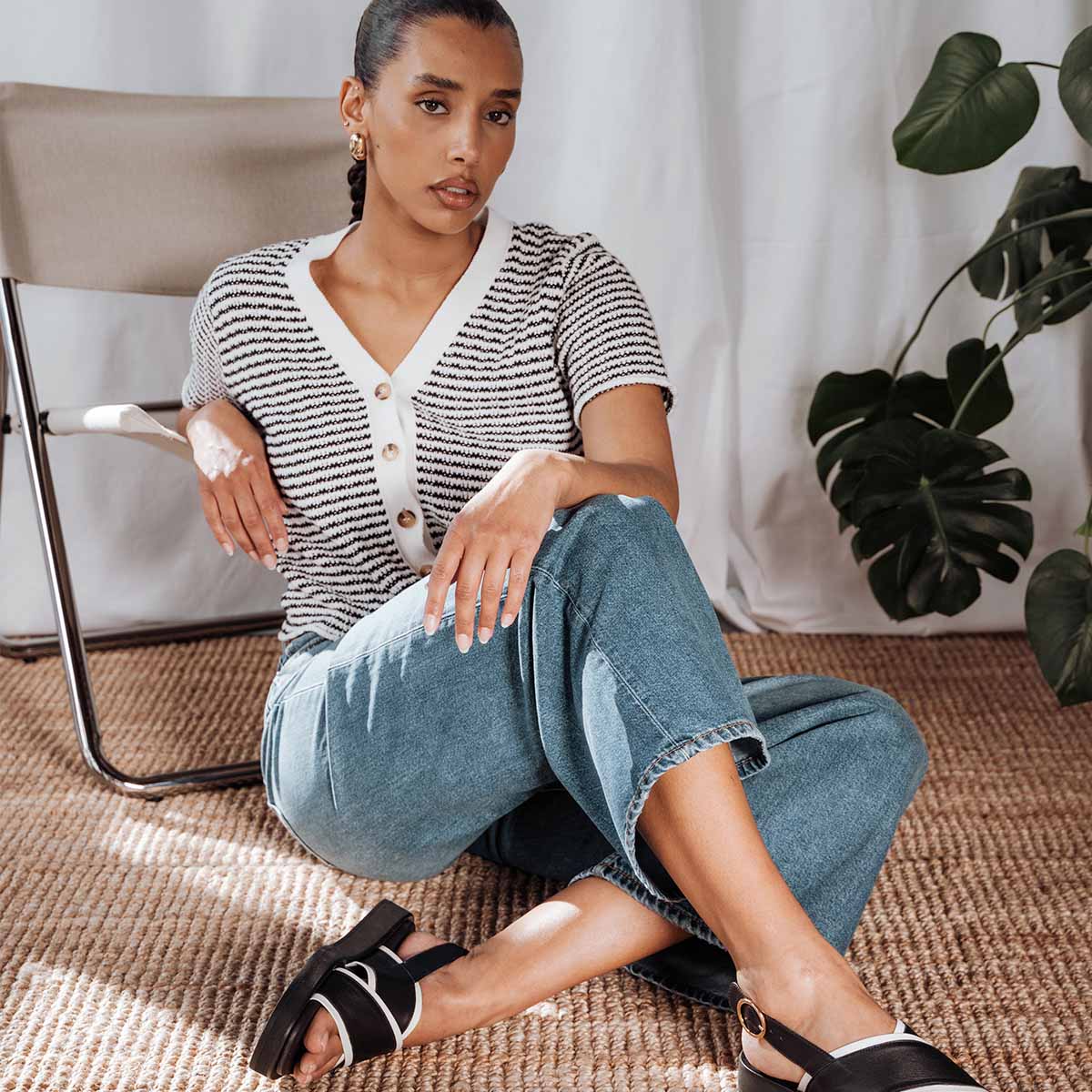 The Beach House Cardigan Black Stripe - Image 4