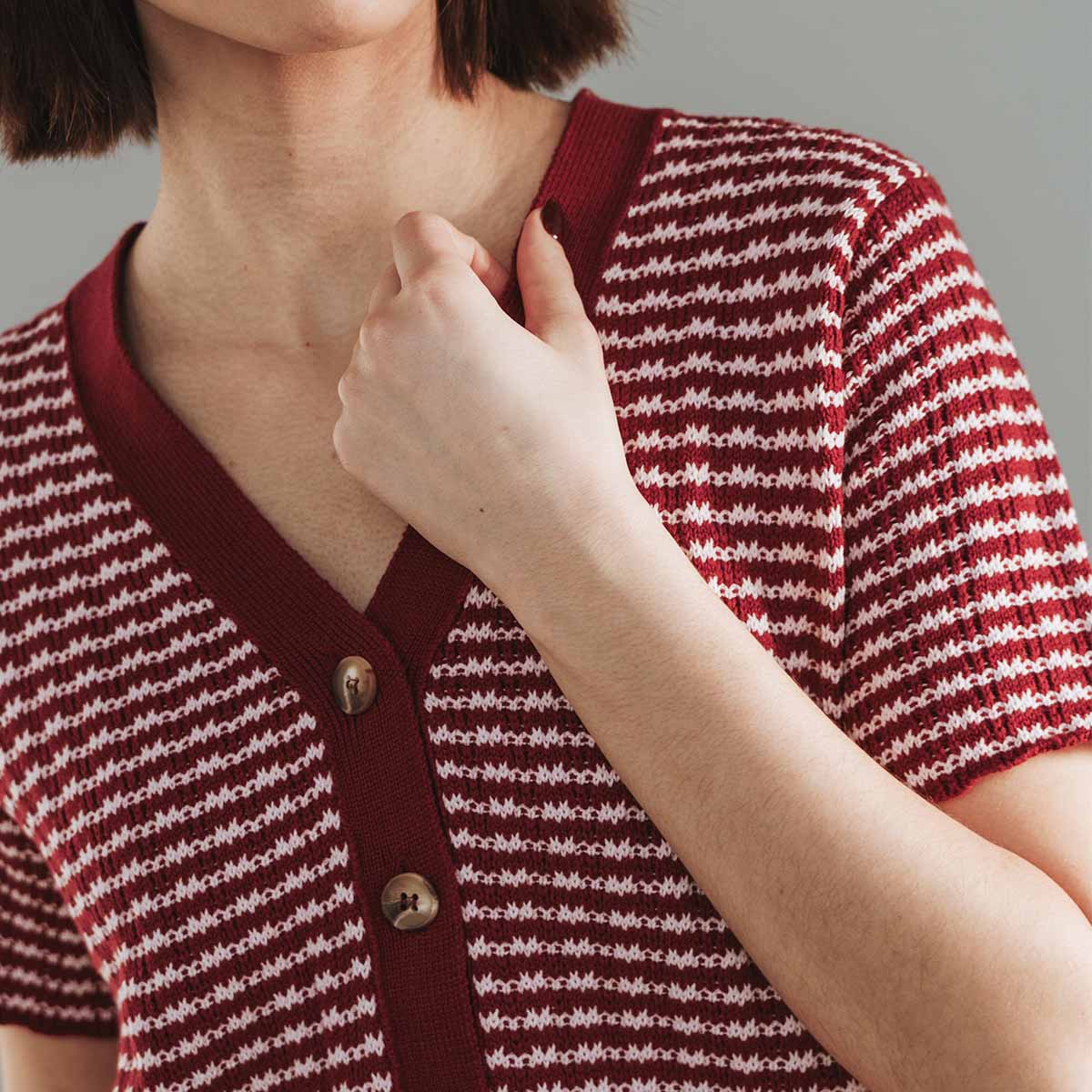 The Beach House Cardigan Cherry Stripe - Image 3