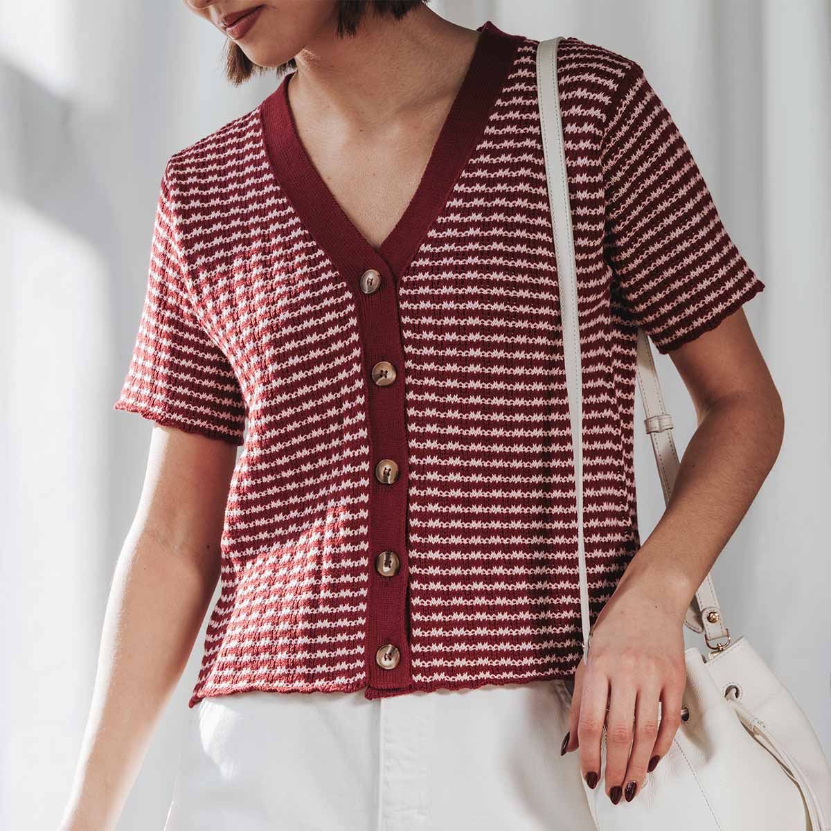 The Beach House Cardigan Cherry Stripe - Image 4