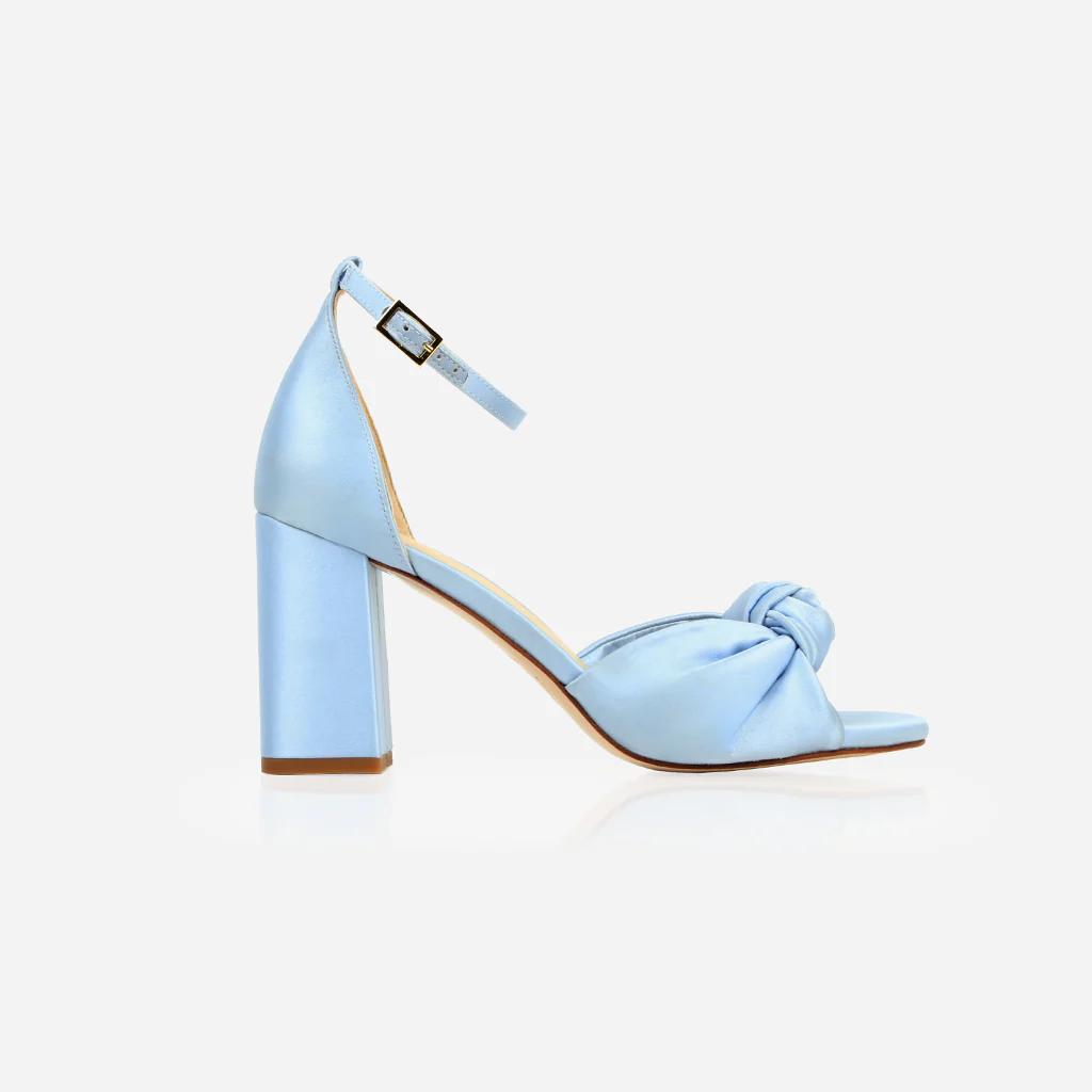 The Esther Heeled Sandal Blue Satin - Image 5