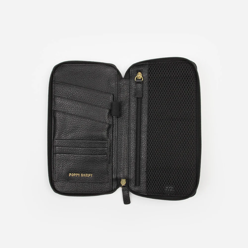 The Flying Solo Passport Holder Black Micro Pebble - Image 3