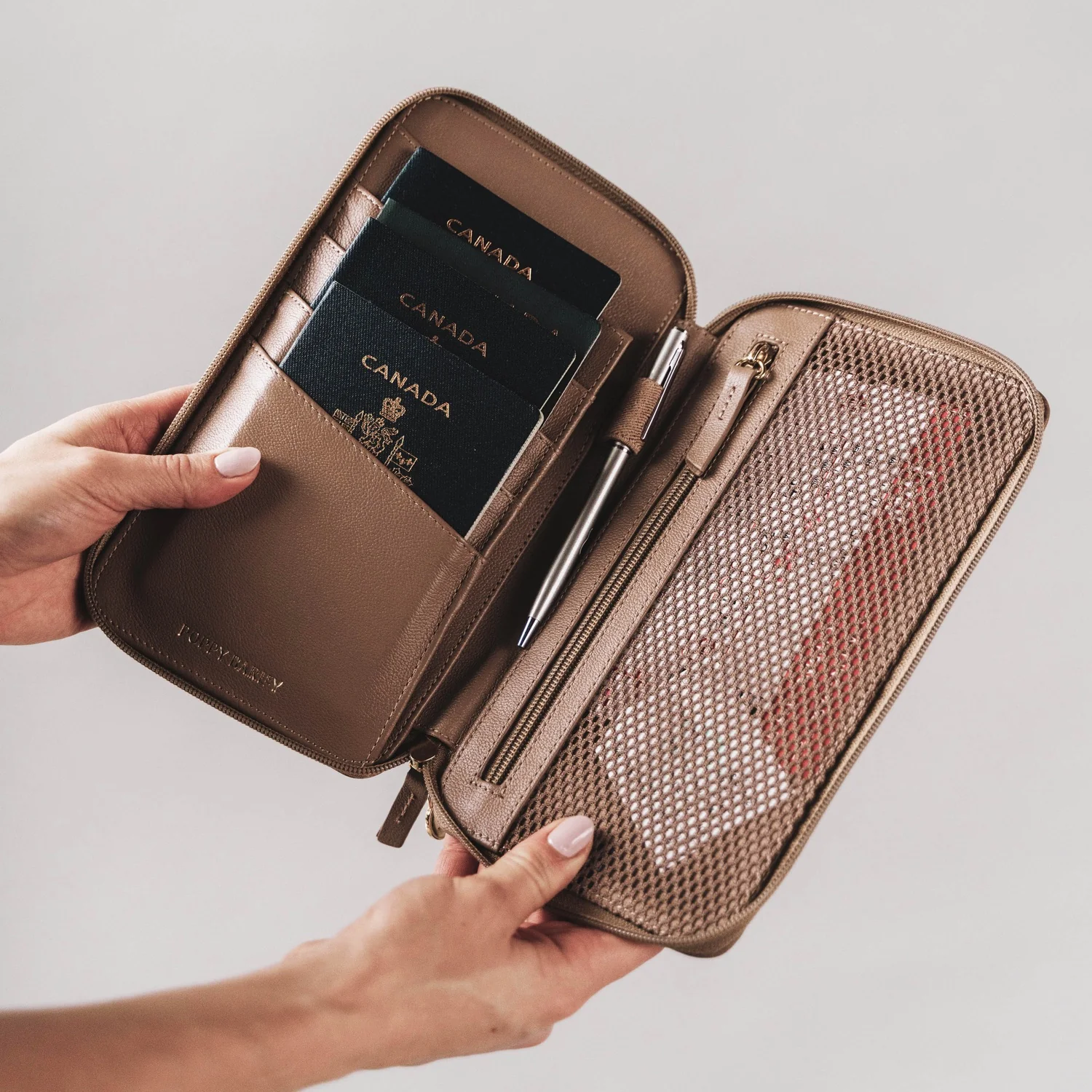 The Four Person Family Passport Holder Biscotti Micro Pebble - Image 4
