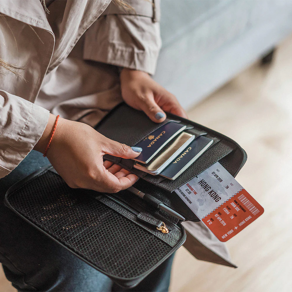The Four Person Passport holder & Slim Luggage Tag Set Black - Image 4