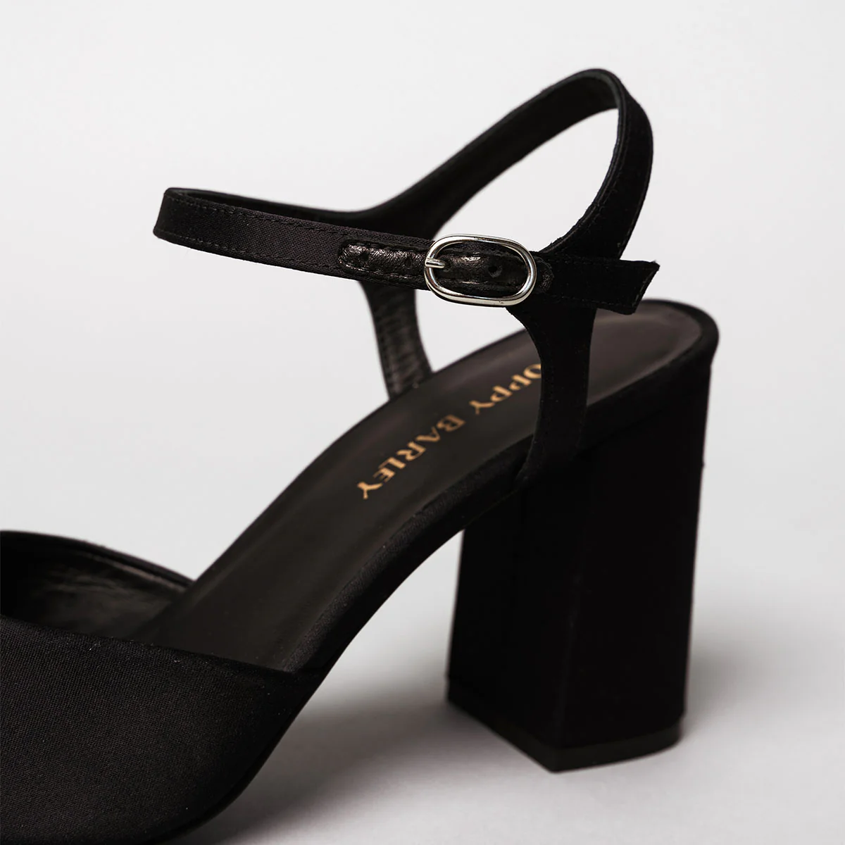 The Monica Heeled Sandal Black Satin - Image 5