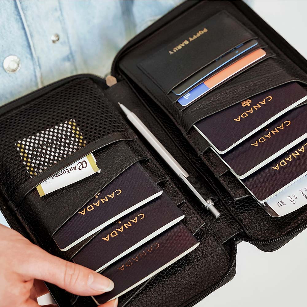 The Six Person Passport holder & Slim Luggage Tag Set Black - Image 4