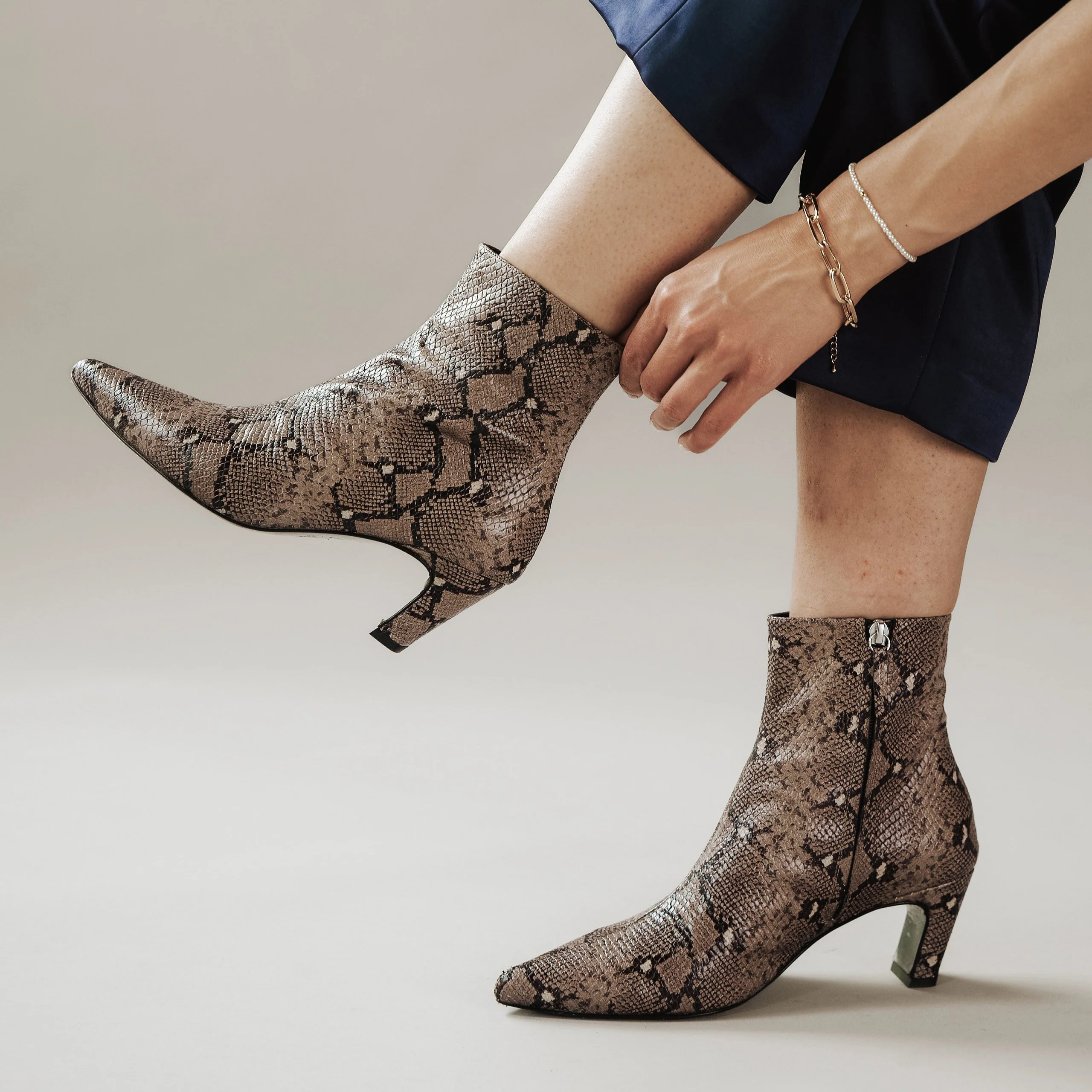 The Toujours Boot Taupe Snake - Image 2